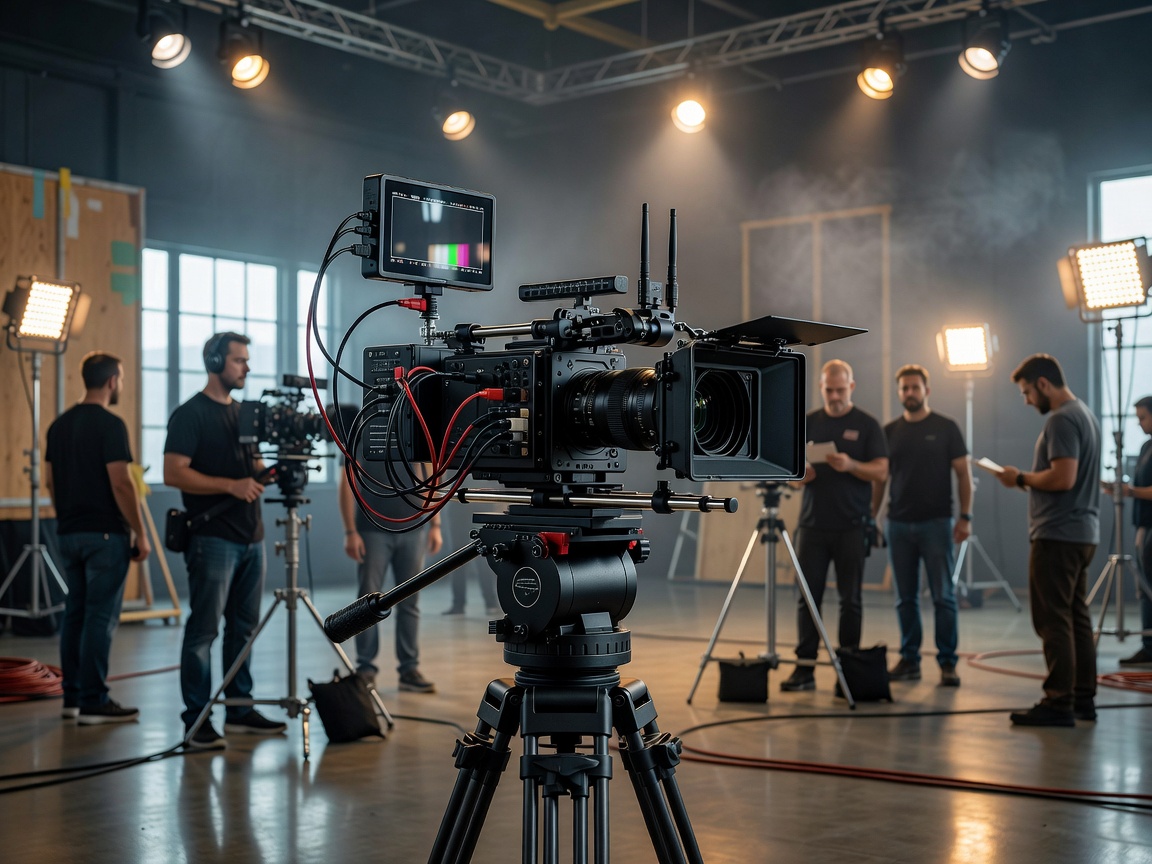 Professional Cinema Camera Rig on Movie Set